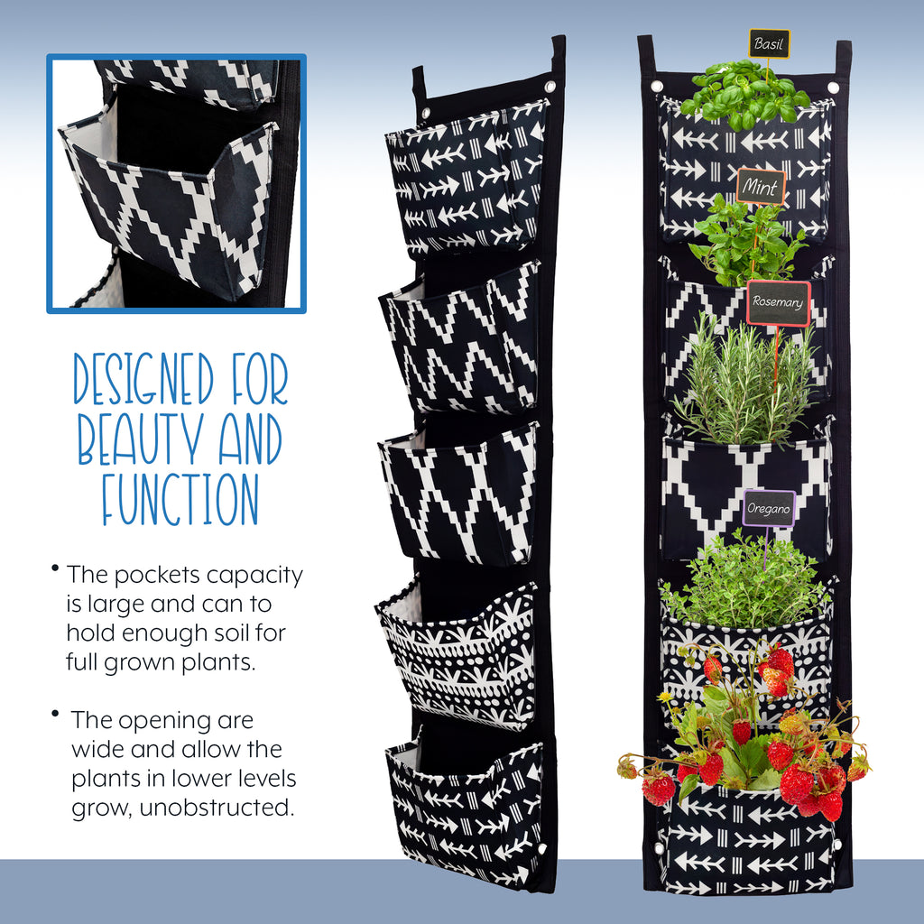 Boho Fabric Hanging Planter (3 Sets of 5 Pockets) - sh2608es1