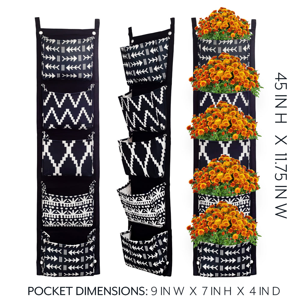 Boho Fabric Hanging Planter (3 Sets of 5 Pockets) - sh2608es1