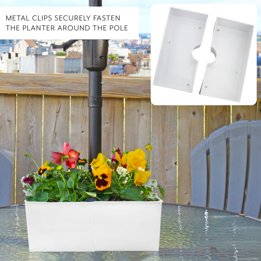 Umbrella Planter for Patio Table (White Square) - sh2610ah1