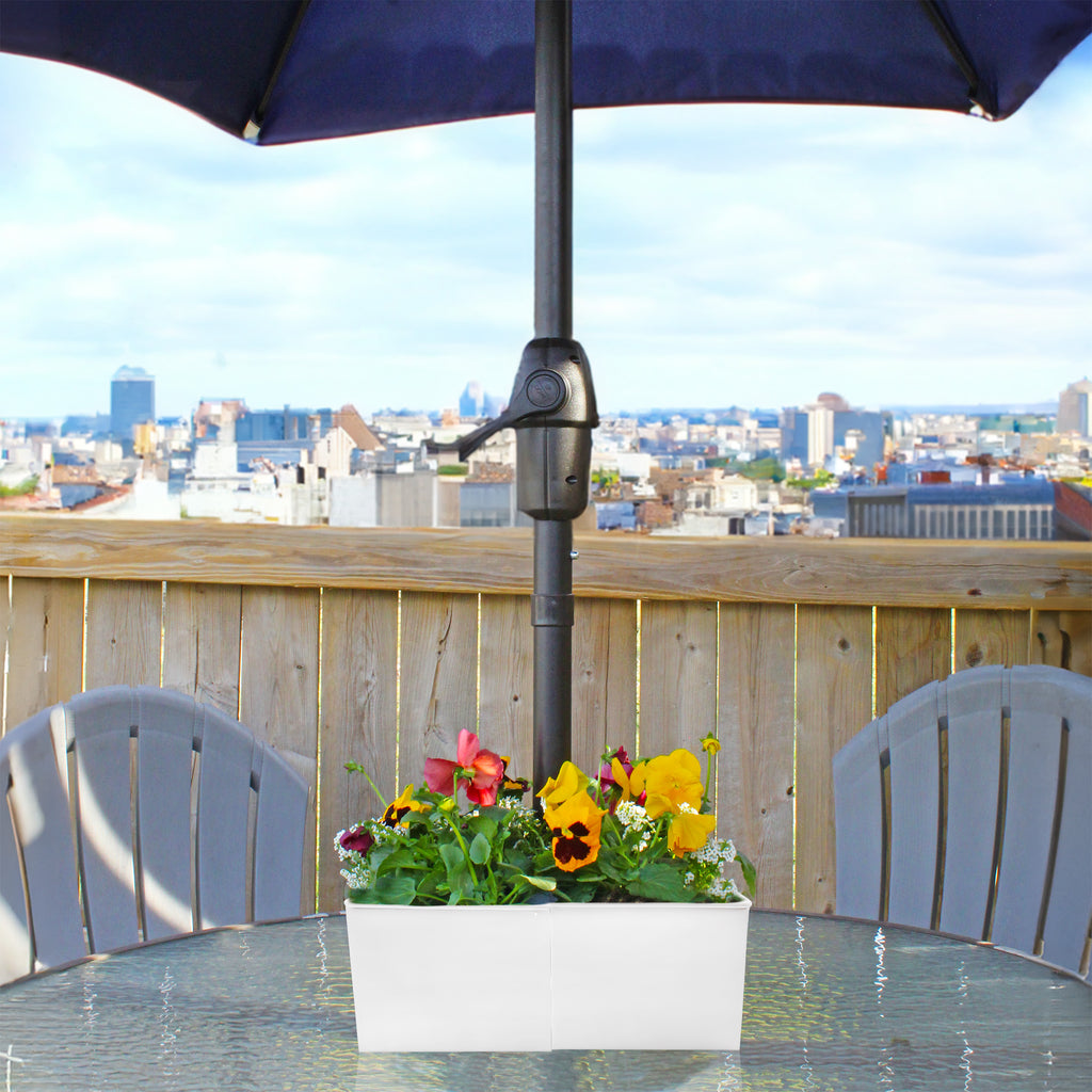 Umbrella Planter for Patio Table (White Square) - sh2610ah1