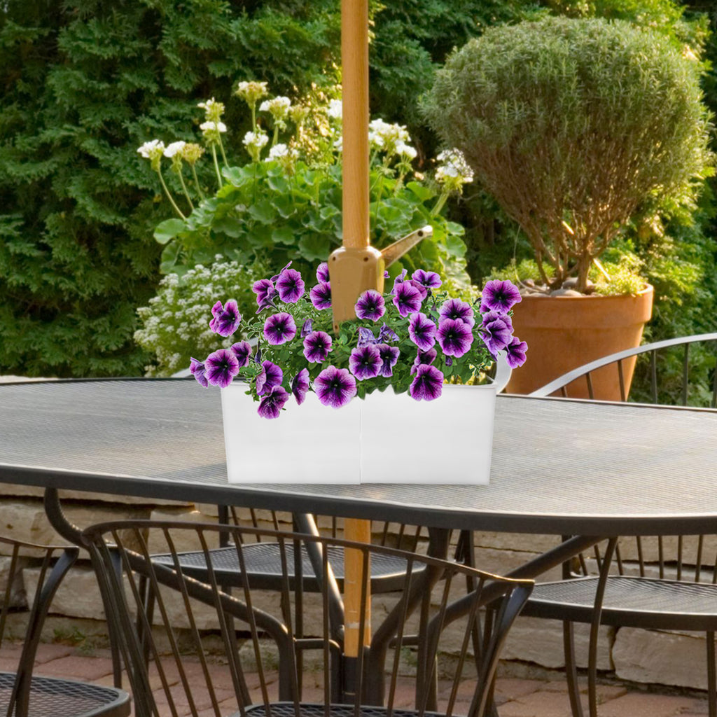 Umbrella Planter for Patio Table (White Square) - sh2610ah1