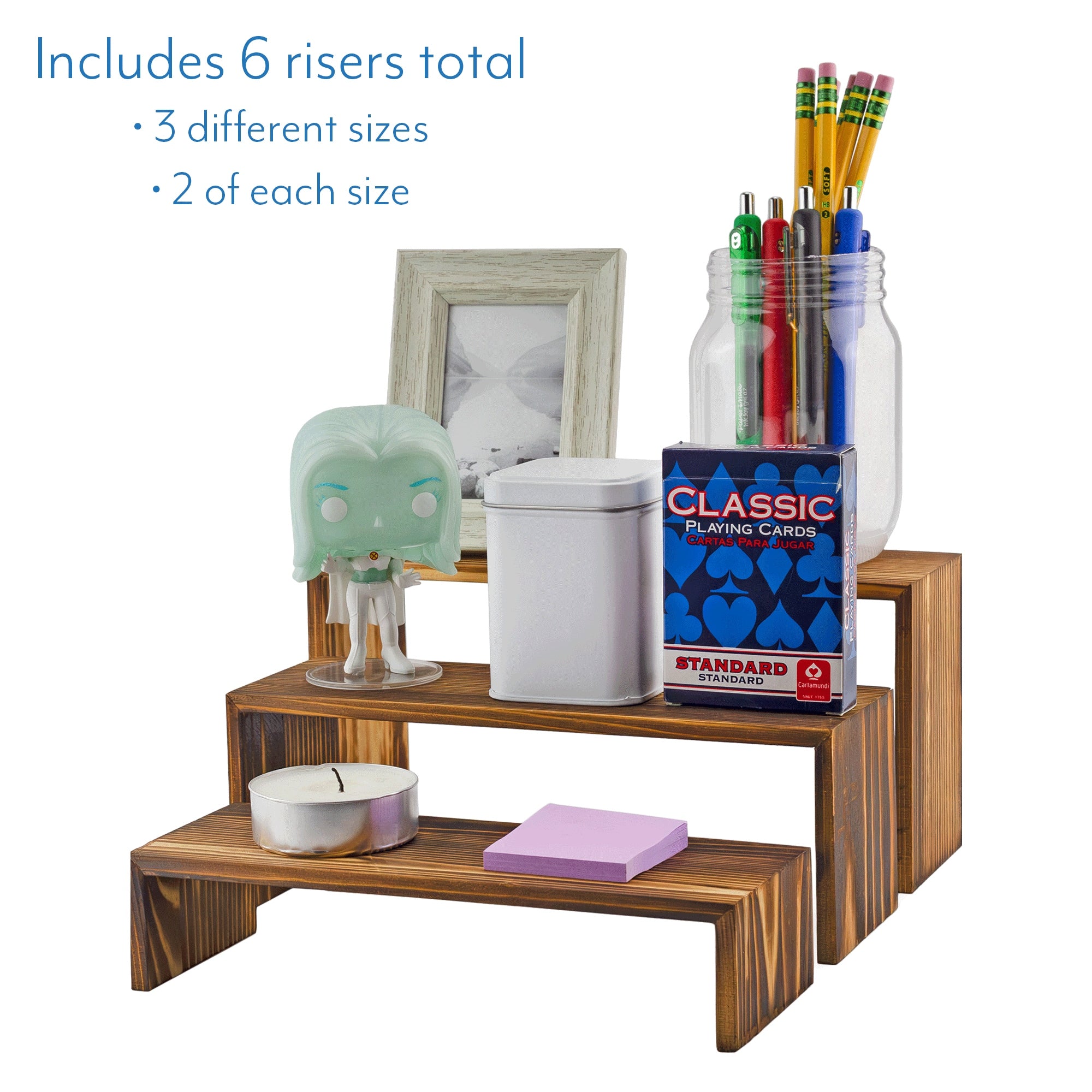 Darware Farmhouse Wooden Risers (6-Piece Set), Rustic Decorative ...