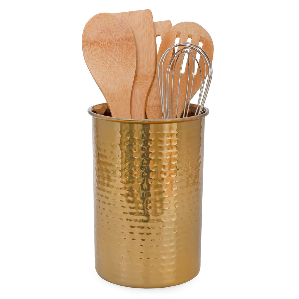 Hammered Gold Kitchen Utensil Holder / 7-Inch Tool Caddy - sh2649dar0