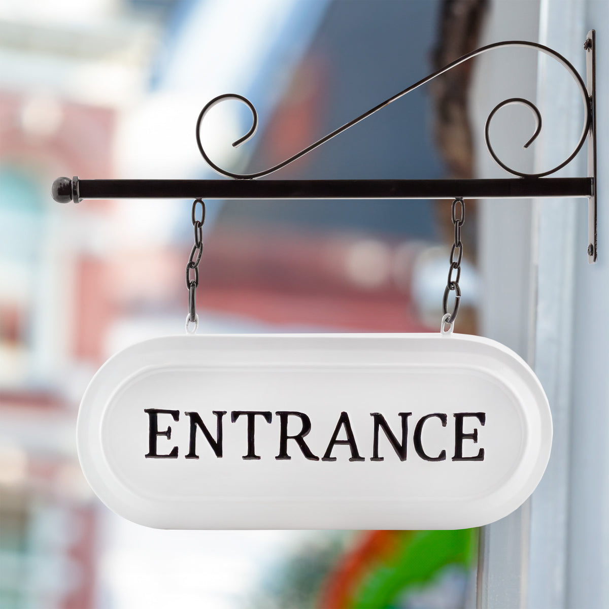 AuldHome Wall-Mounted Metal Entrance Sign, Farmhouse Enamelware 2-Sided ...