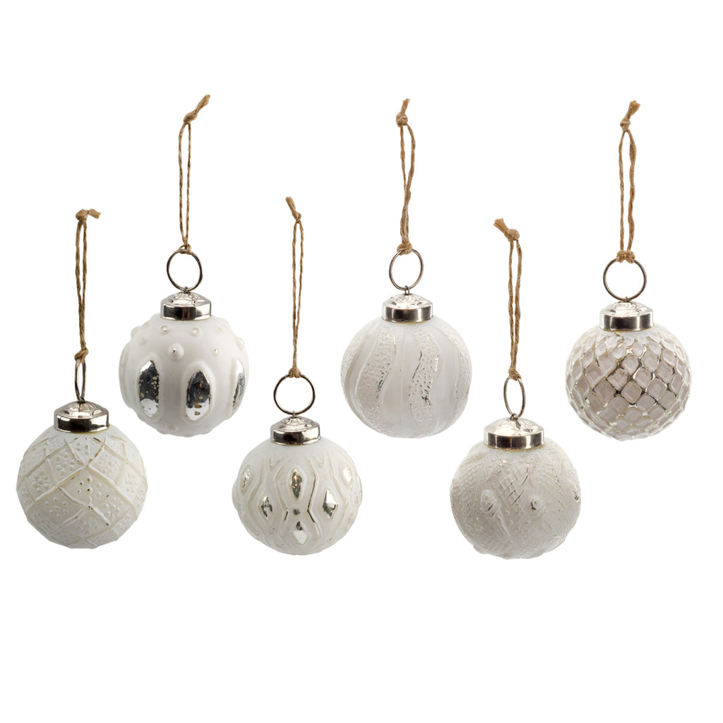 Farmhouse Ball Ornaments (Set of 6, Medium, White) - sh2668ah1