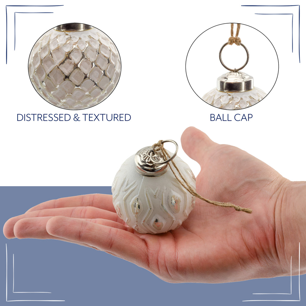 Farmhouse Ball Ornaments (Set of 6, Medium, White) - sh2668ah1