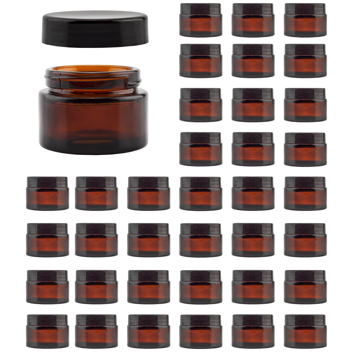Cornucopia Container Cornucopia 1-Ounce Amber Glass Jars (36-Pack); 30ml Straight Sided ...