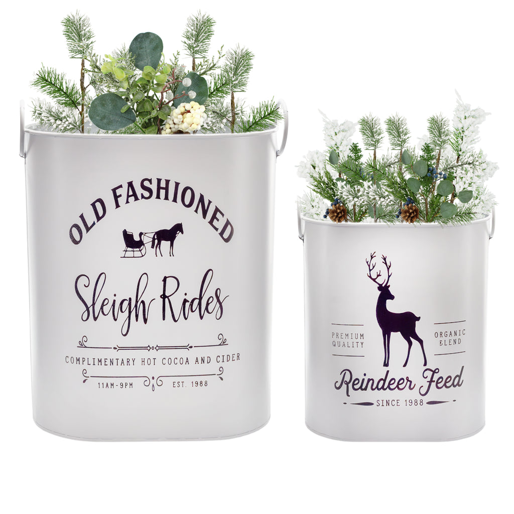 Christmas Greenery Buckets (Set of 2) - sh2693ah1