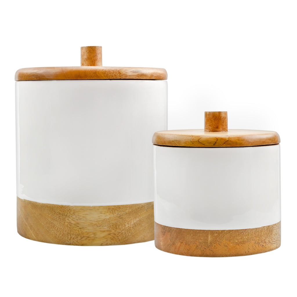 Enamel/Mango Wood Lid Canisters (Set of 2) - sh2692ah1