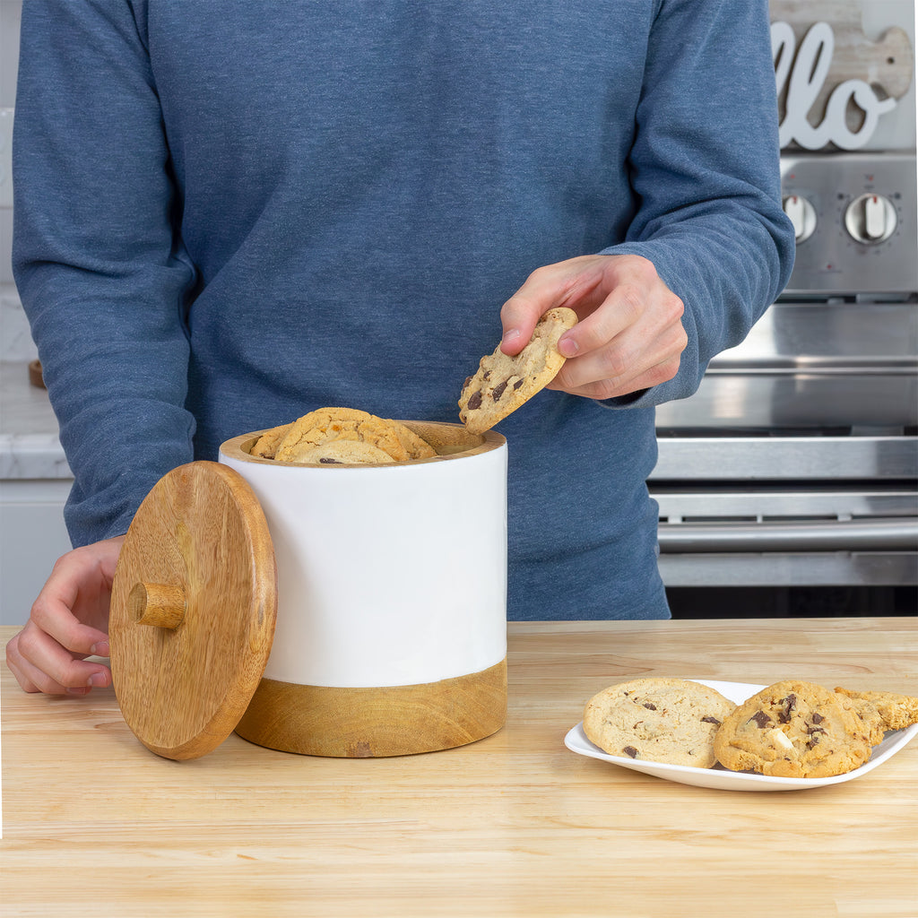 Enamel/Mango Wood Lid Canisters (Set of 2) - sh2692ah1