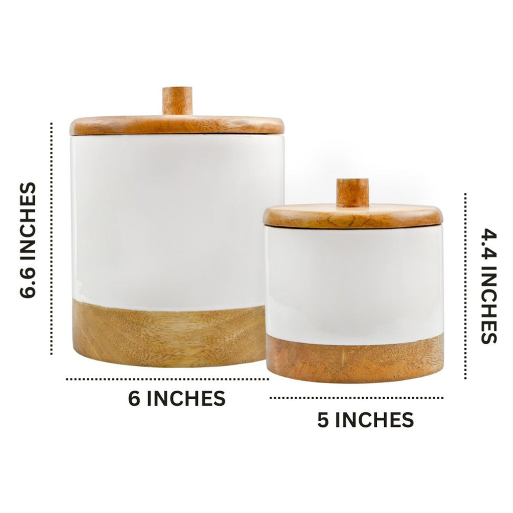 Enamel/Mango Wood Lid Canisters (Set of 2) - sh2692ah1