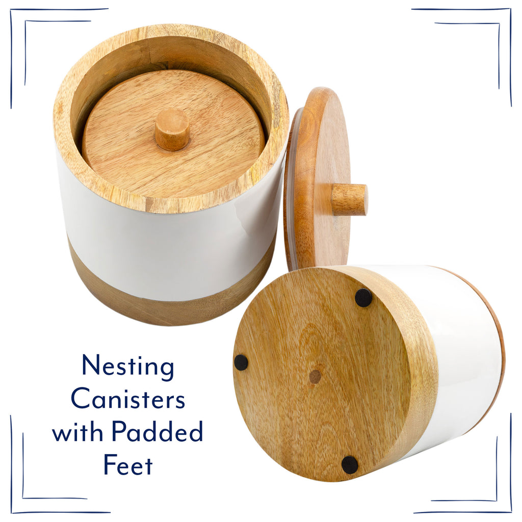 Enamel/Mango Wood Lid Canisters (Set of 2) - sh2692ah1