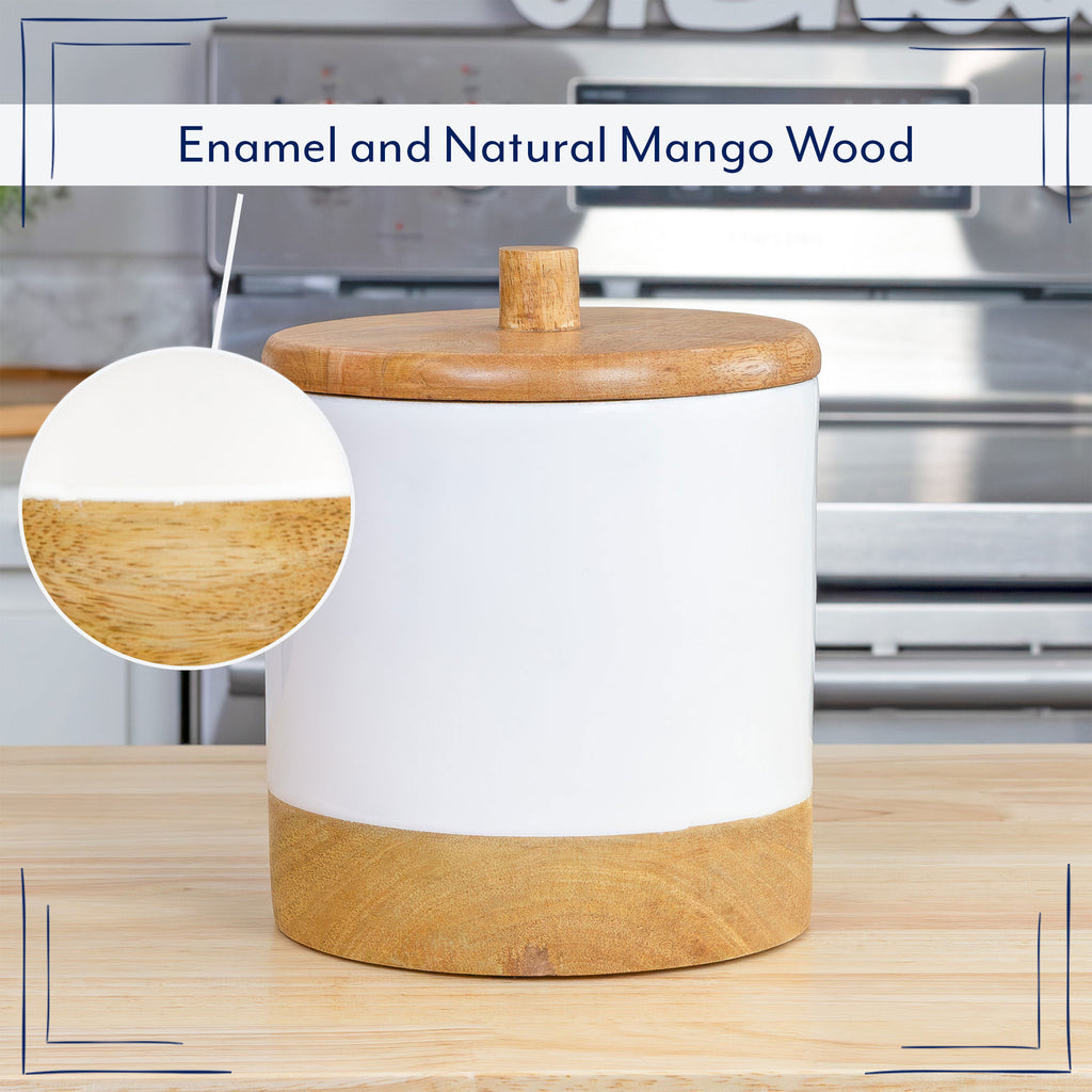 Enamel/Mango Wood Lid Canisters (Set of 2) - sh2692ah1