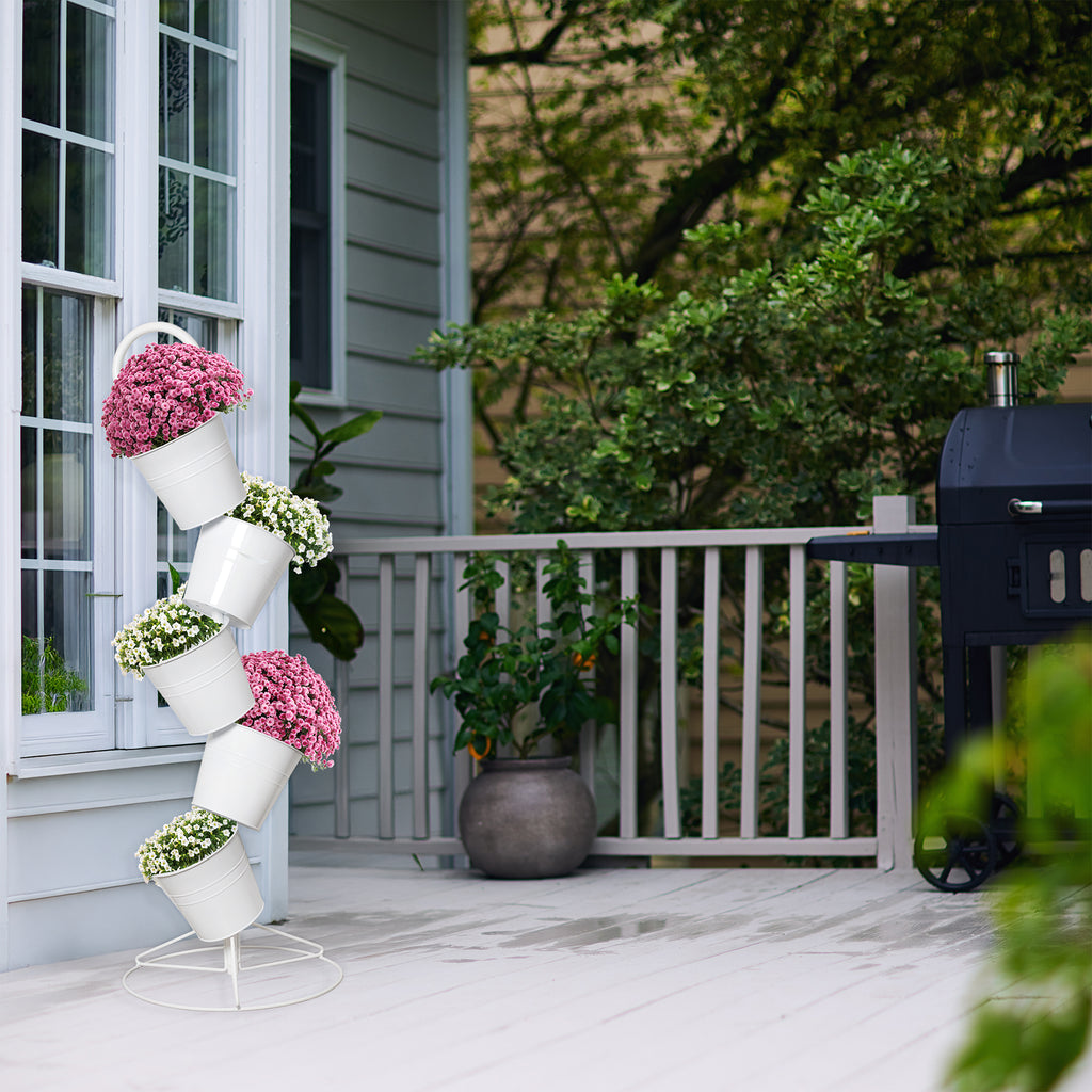 Hanging Flower Pot Tiered Stand (White) - sh2698es1