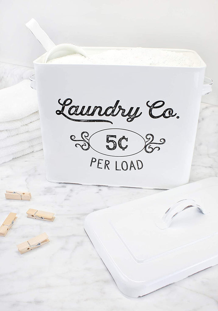 Farmhouse Laundry Powder Container (White) - sh1368ah1rmd