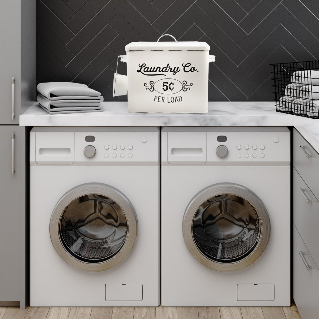 White Enamelware Laundry Powder Container - sh1368ah1rmd