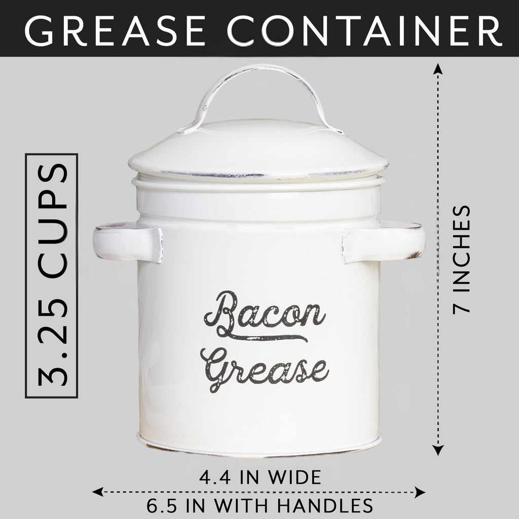 Enamelware Bacon Grease Container (White) - sh1370ah1rmd