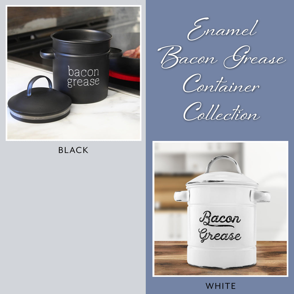 White Enamelware Bacon Grease Container (Case of 24) - 24X_SH_1370_CASE