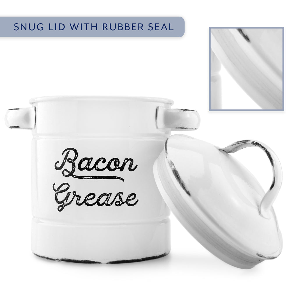 White Enamelware Bacon Grease Container (Case of 24) - 24X_SH_1370_CASE