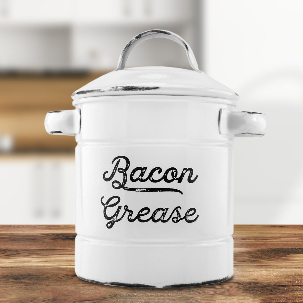 White Enamelware Bacon Grease Container (Case of 24) - 24X_SH_1370_CASE