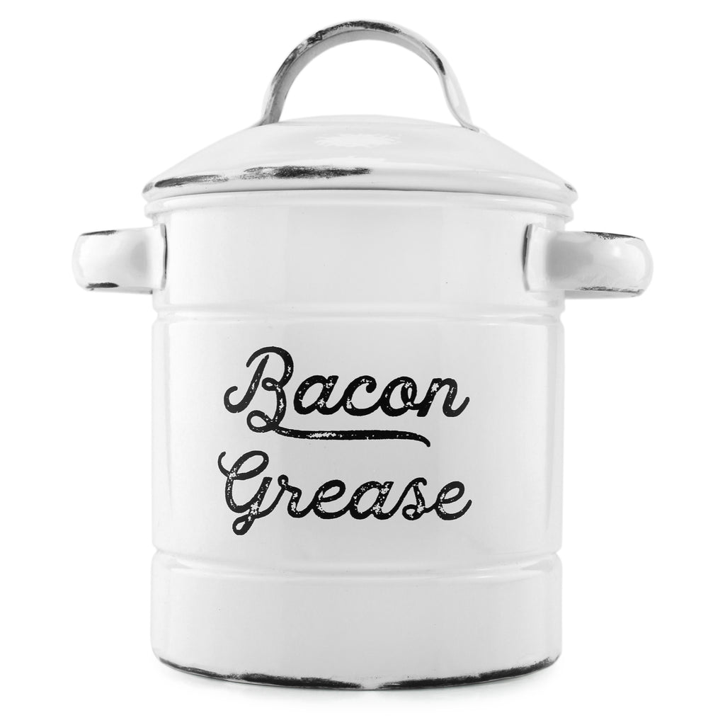 Enamelware Bacon Grease Container (White) - sh1370ah1rmd