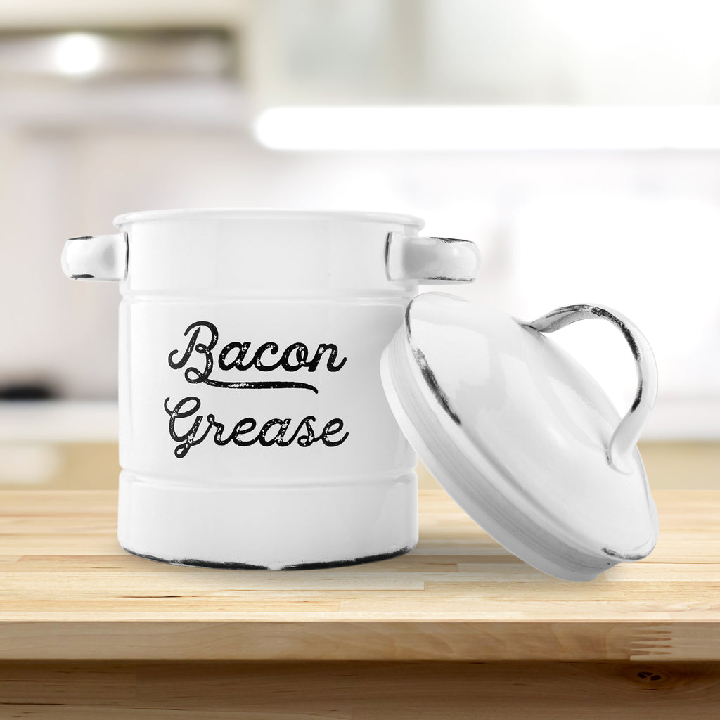 White Enamelware Bacon Grease Container (Case of 24) - 24X_SH_1370_CASE