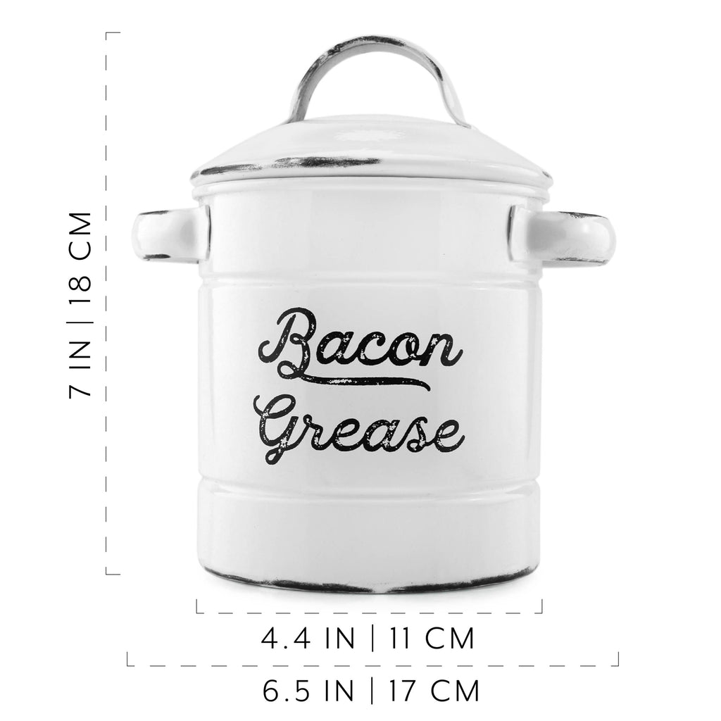 White Enamelware Bacon Grease Container (Case of 24) - 24X_SH_1370_CASE