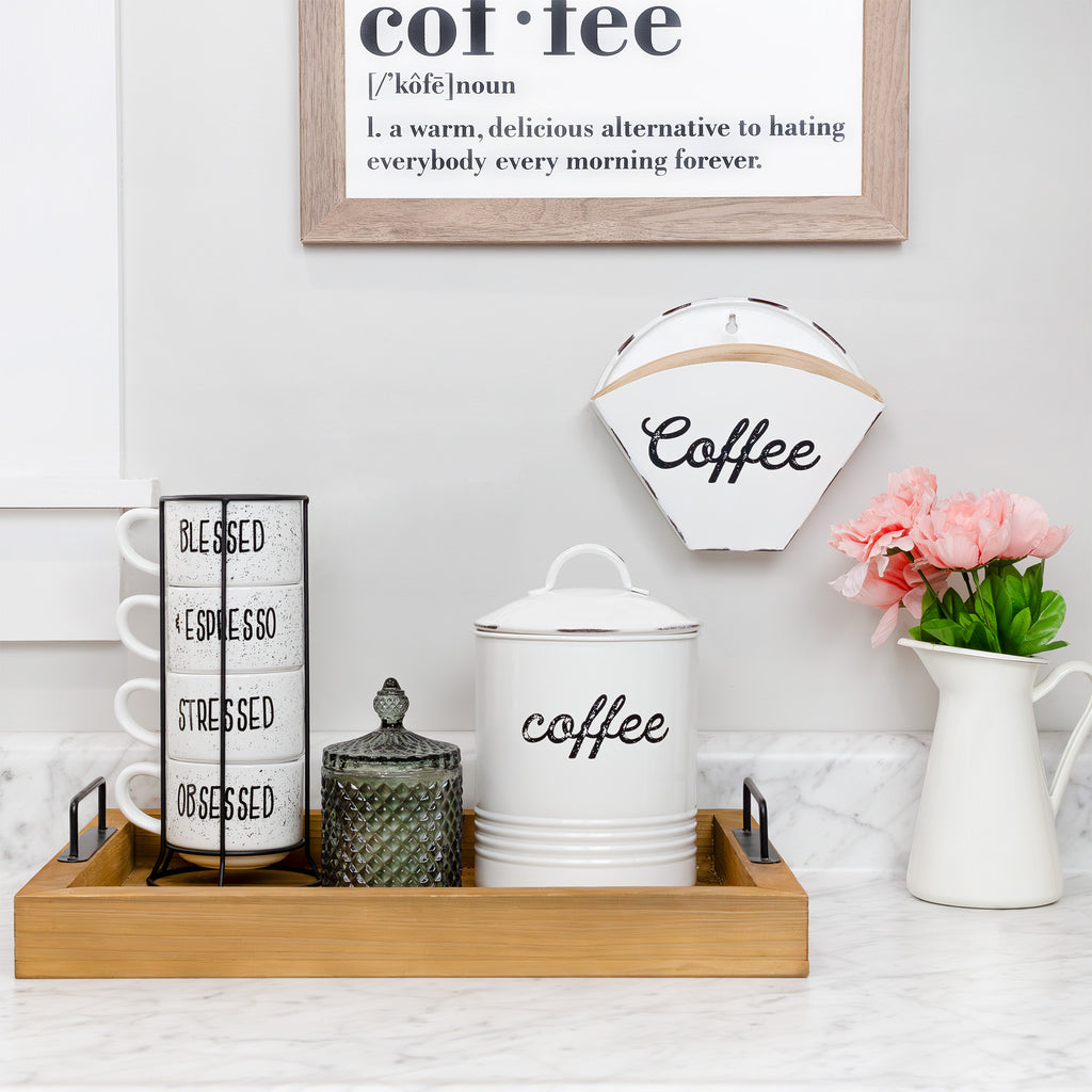 Enamelware Coffee Filter Holder (White, Cone-Shape) - sh1371ah1Cffee