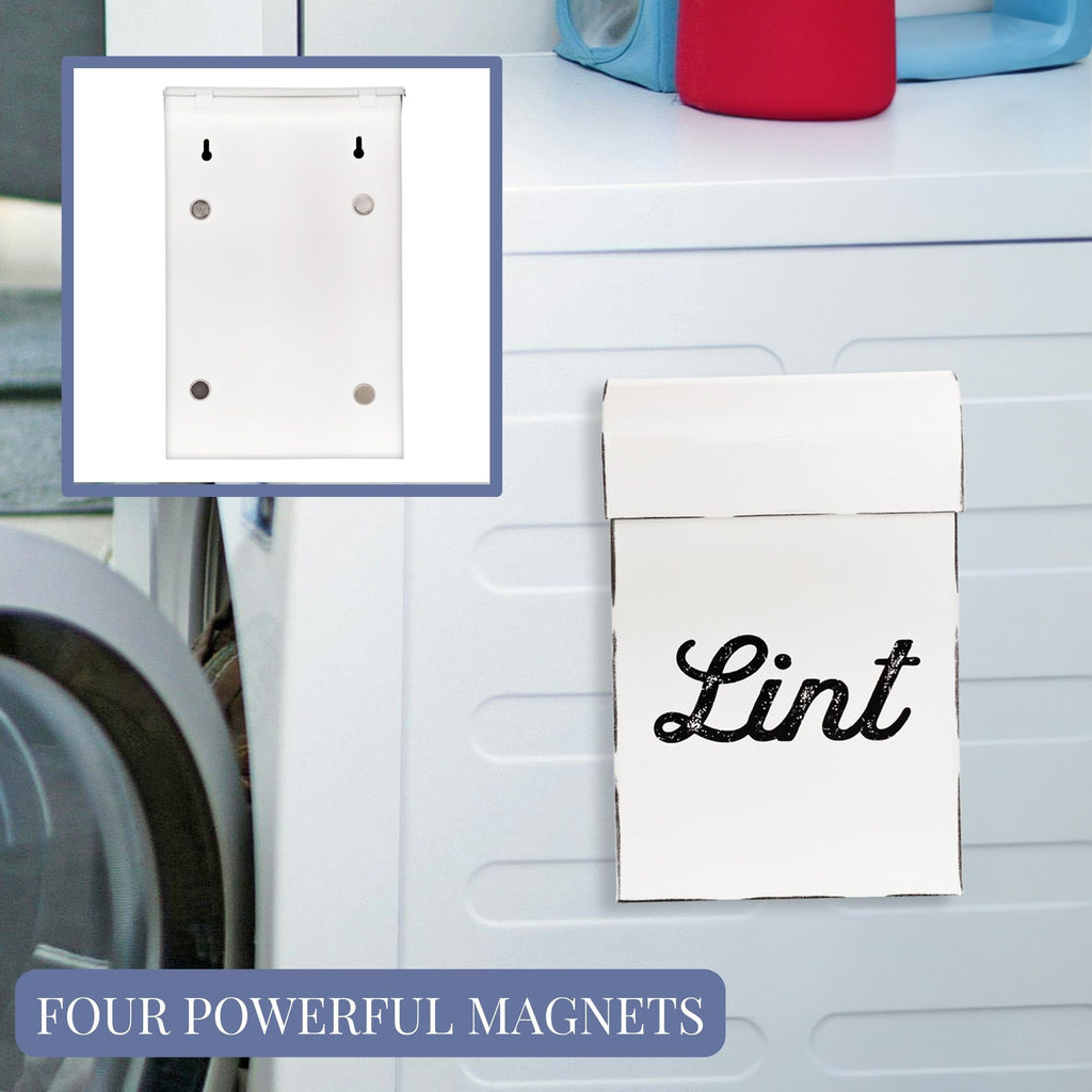 Farmhouse Enamelware Lint Holder Bin (White) - sh1372ah1rmd