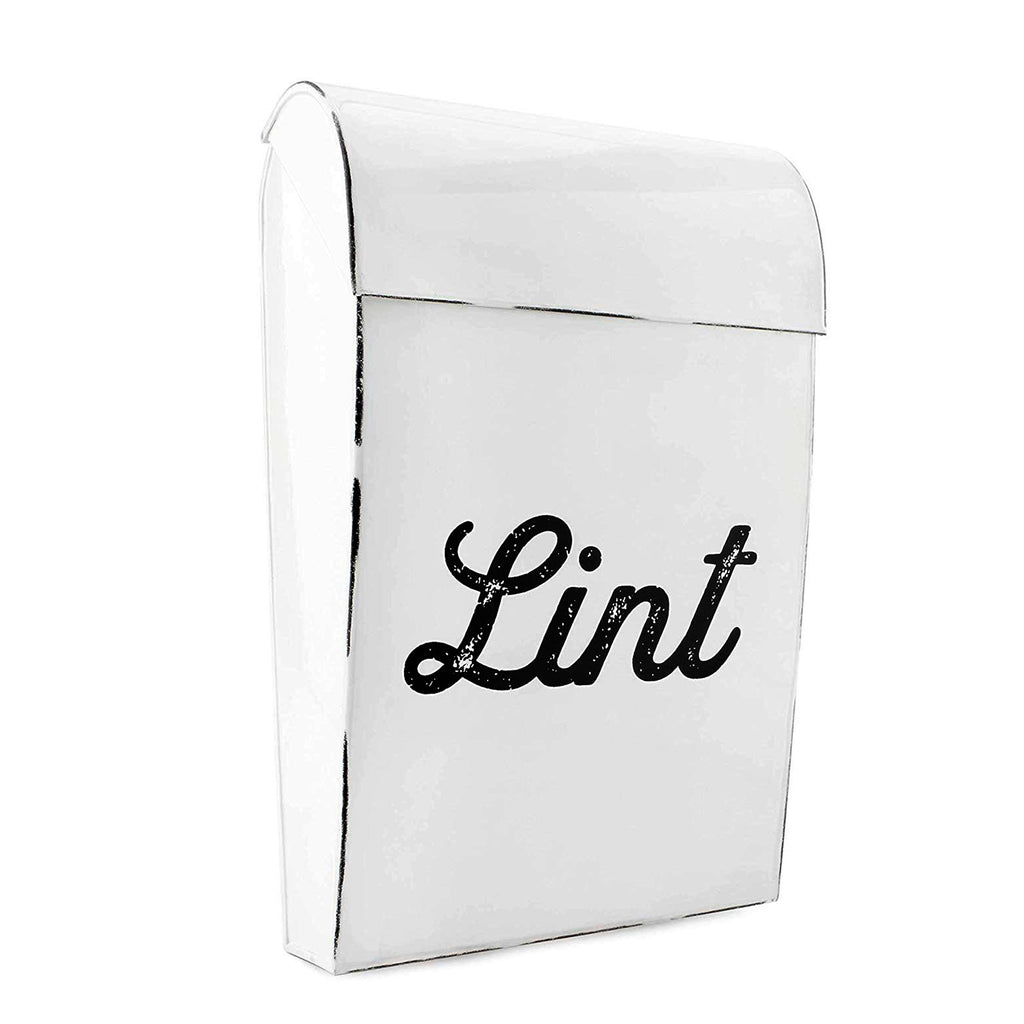 Farmhouse Enamelware Lint Holder Bin (White) - sh1372ah1rmd