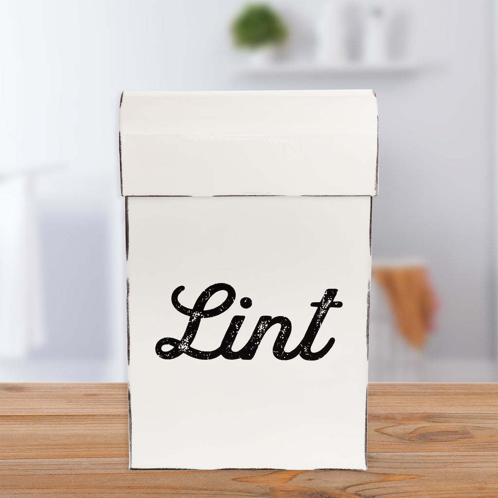 Farmhouse Enamelware Lint Holder Bin (White) - sh1372ah1rmd