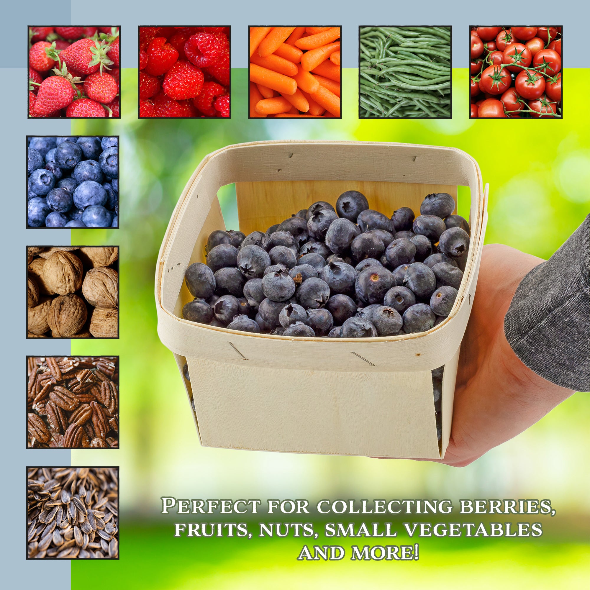 Rectangular Fruit Cornucopia Rectangular Wooden Fruit Baskets (Choose Size); Berry and ...