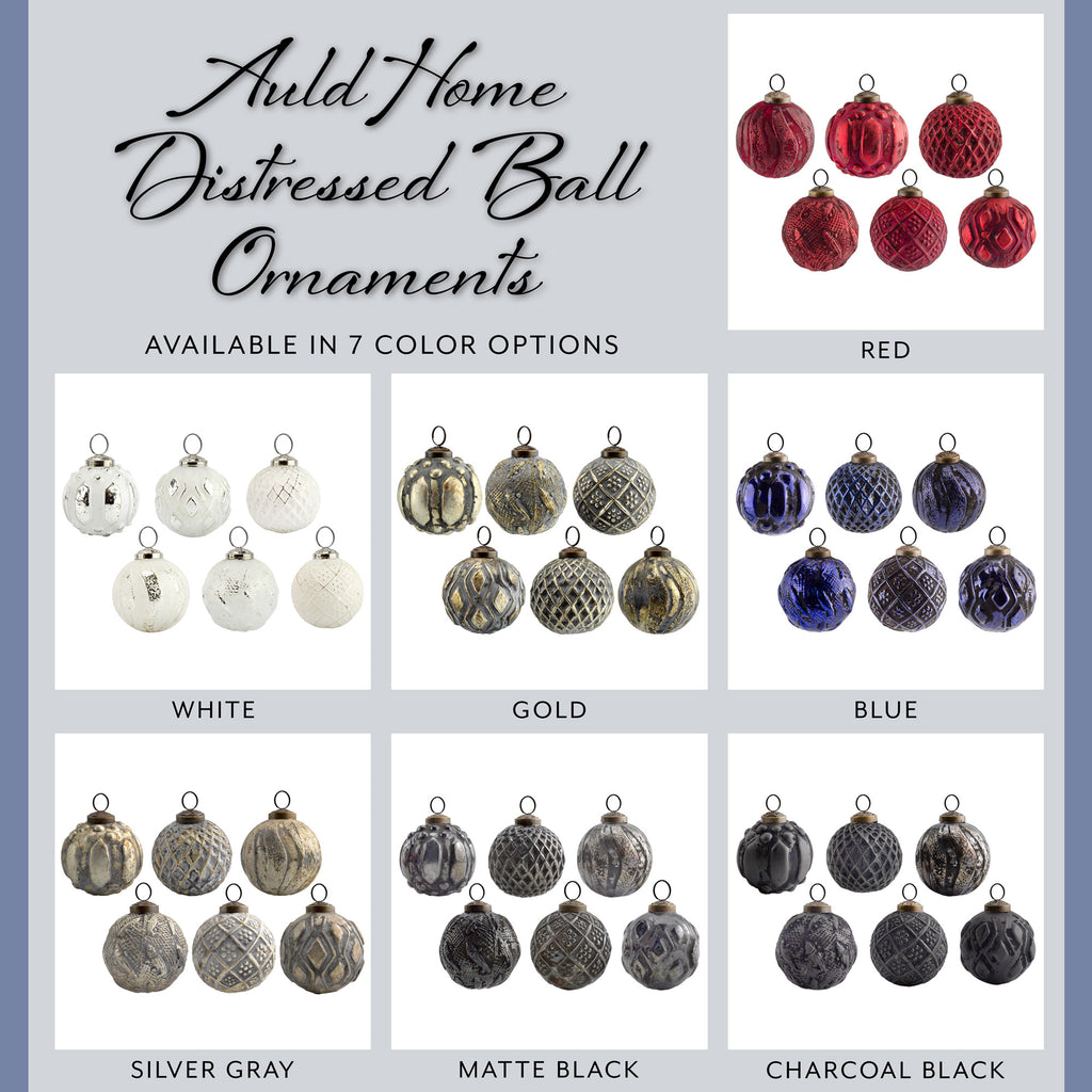 Farmhouse Ball Ornaments (Silver Gray, Case of 12 Sets) - 12X_SH_1467_CASE
