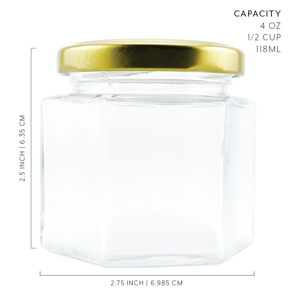 4oz Hexagon Jars (Case of 144) - 6X_SH_1485_CASE