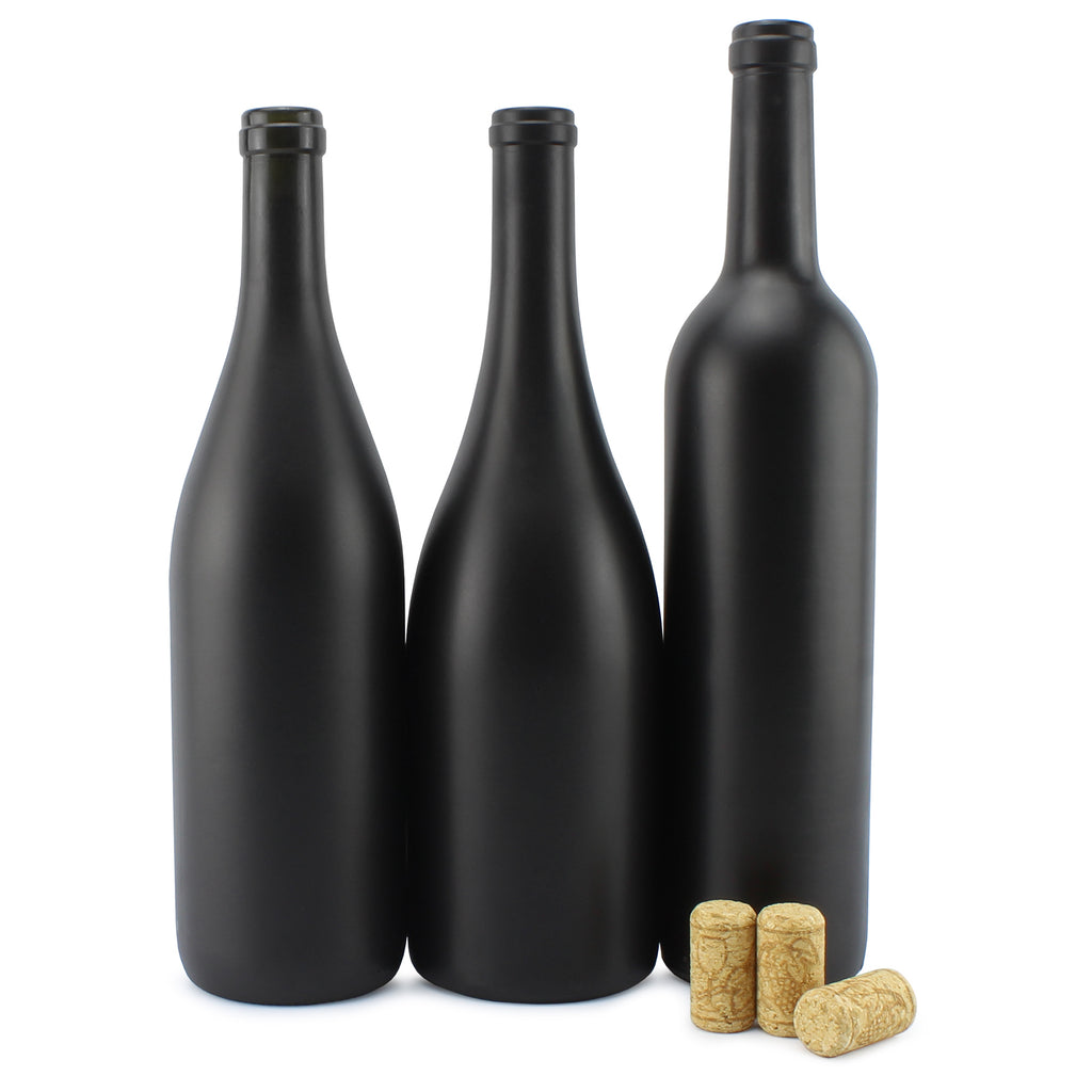 Black Wine Bottles w/Corks (Set of 3) - sh1530cb0