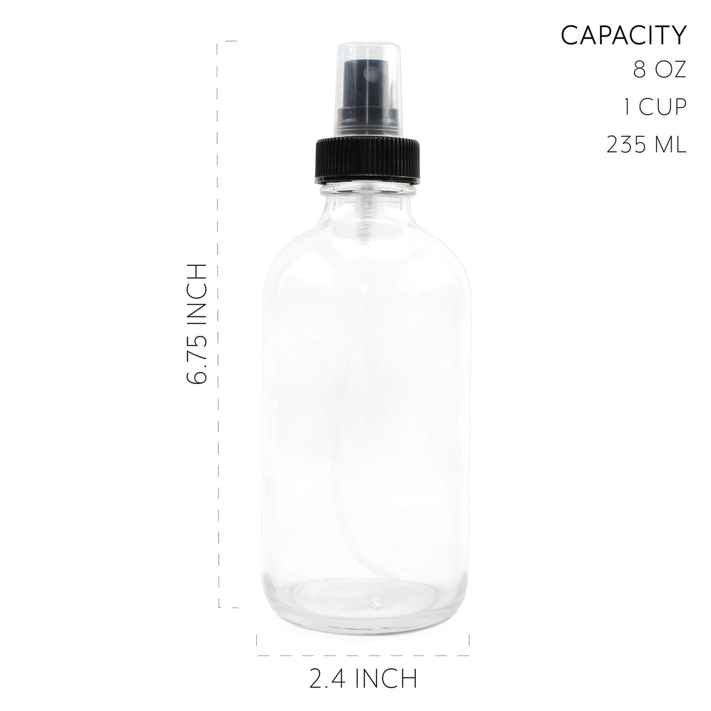 8oz Clear Glass Fine Mist Spray Bottles (Case of 64) - 16X_SH_1630_CASE