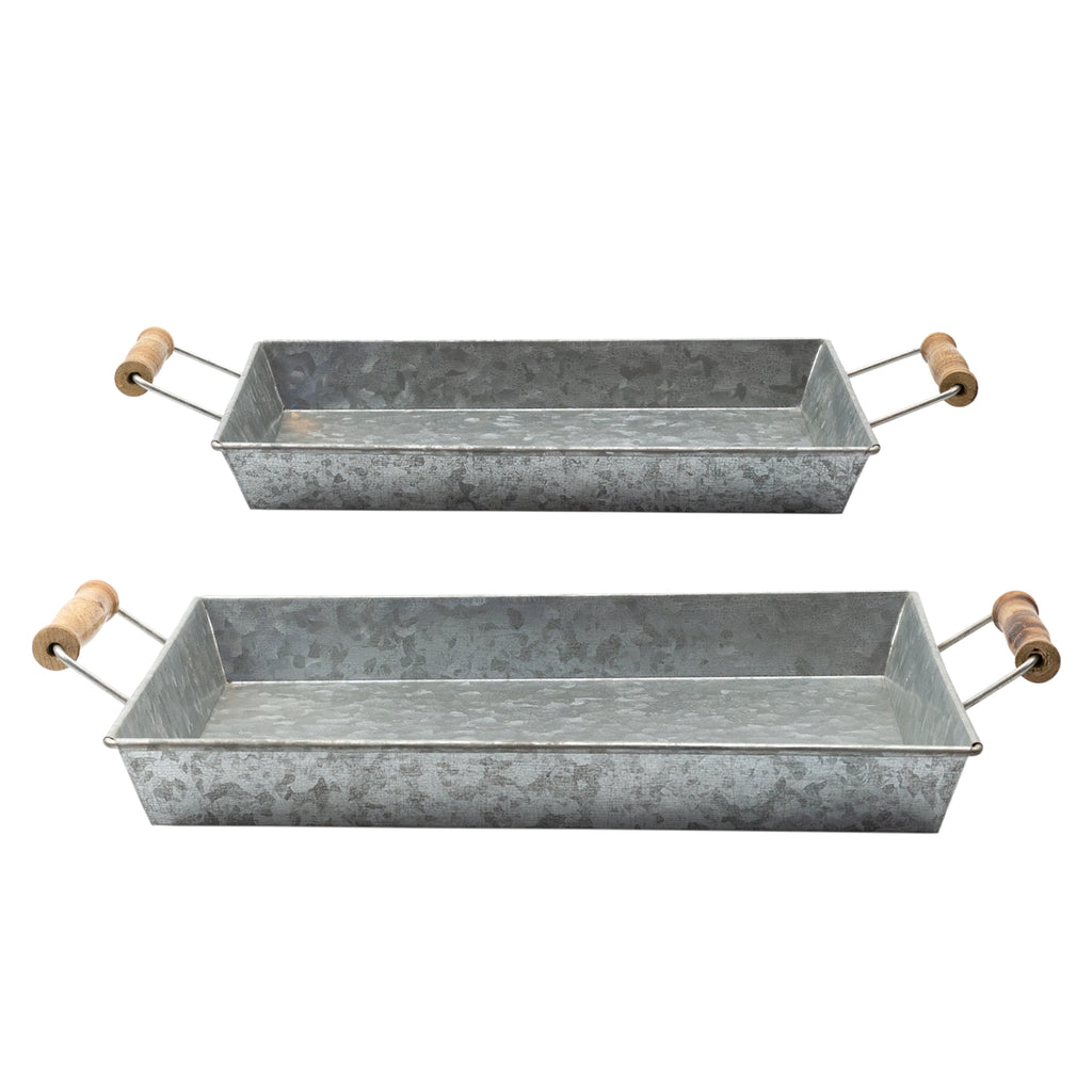 Galvanized Farmhouse Trays (Set of 2, Small & Medium) - sh1448ah1tray