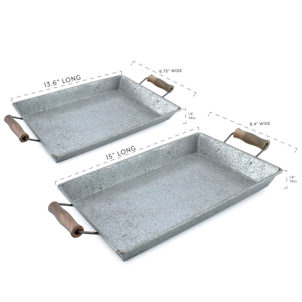 Galvanized Farmhouse Trays (Set of 2, Small & Medium) - sh1448ah1tray