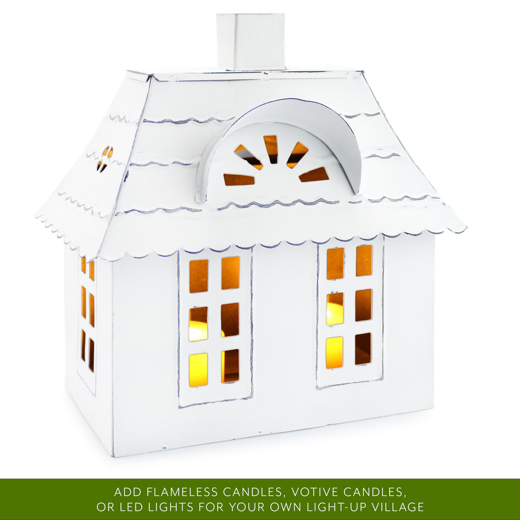 Farmhouse Decor Tin Village Houses (Set of 3, White) - sh1450ah1Houses