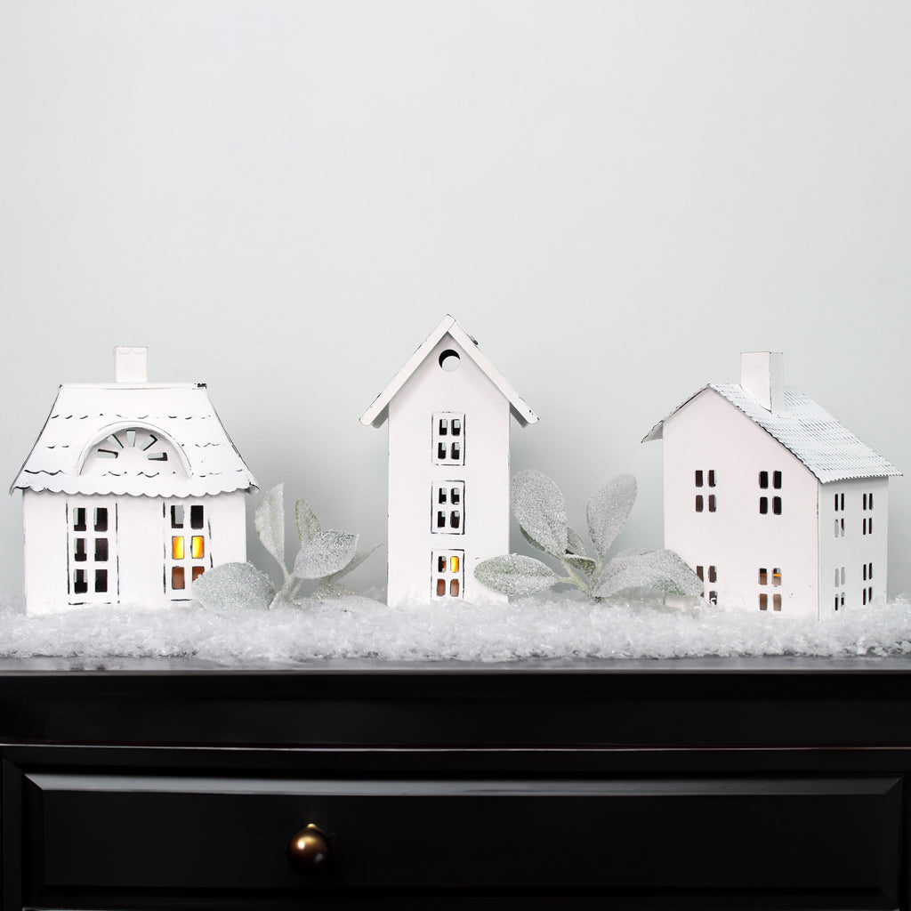 Farmhouse Decor Tin Village Houses (Case of 8 Sets) - 8X_SH_1450_CASE