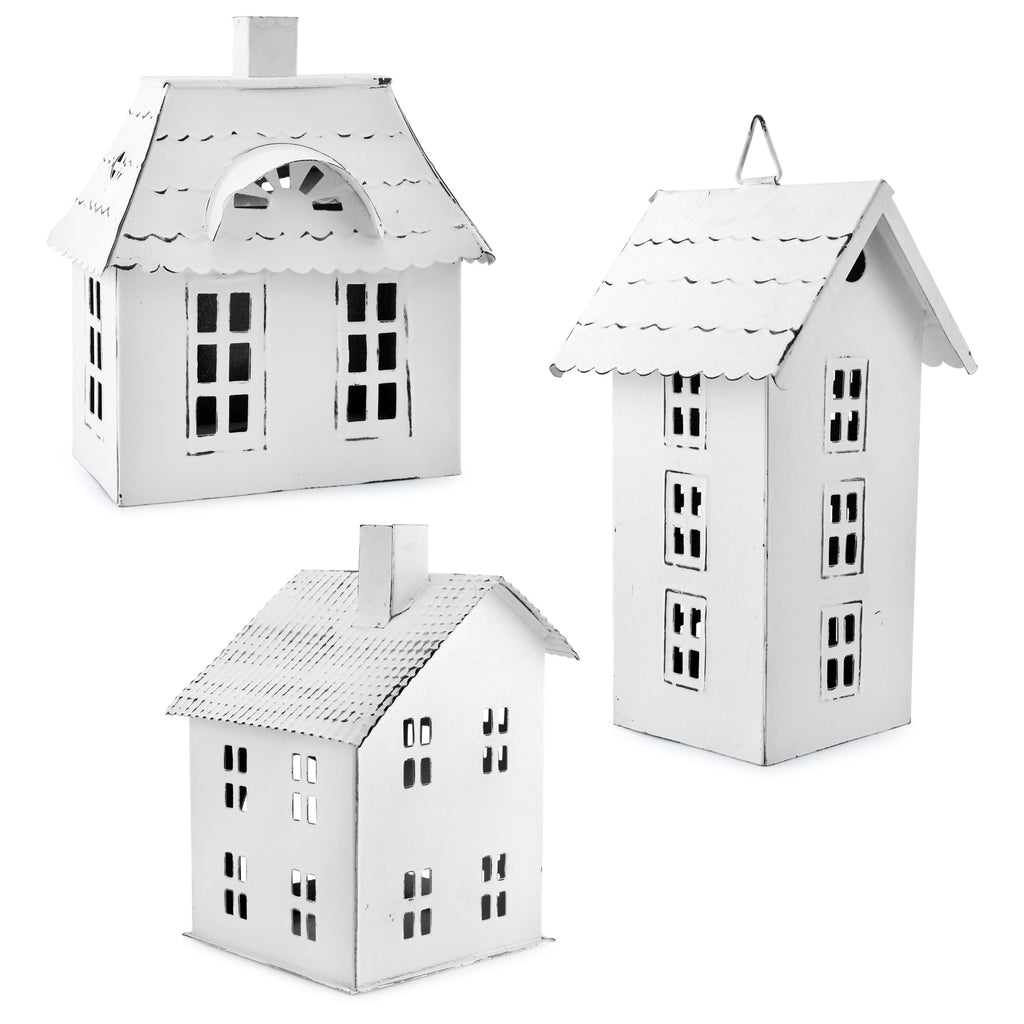 Farmhouse Decor Tin Village Houses (Case of 8 Sets) - 8X_SH_1450_CASE