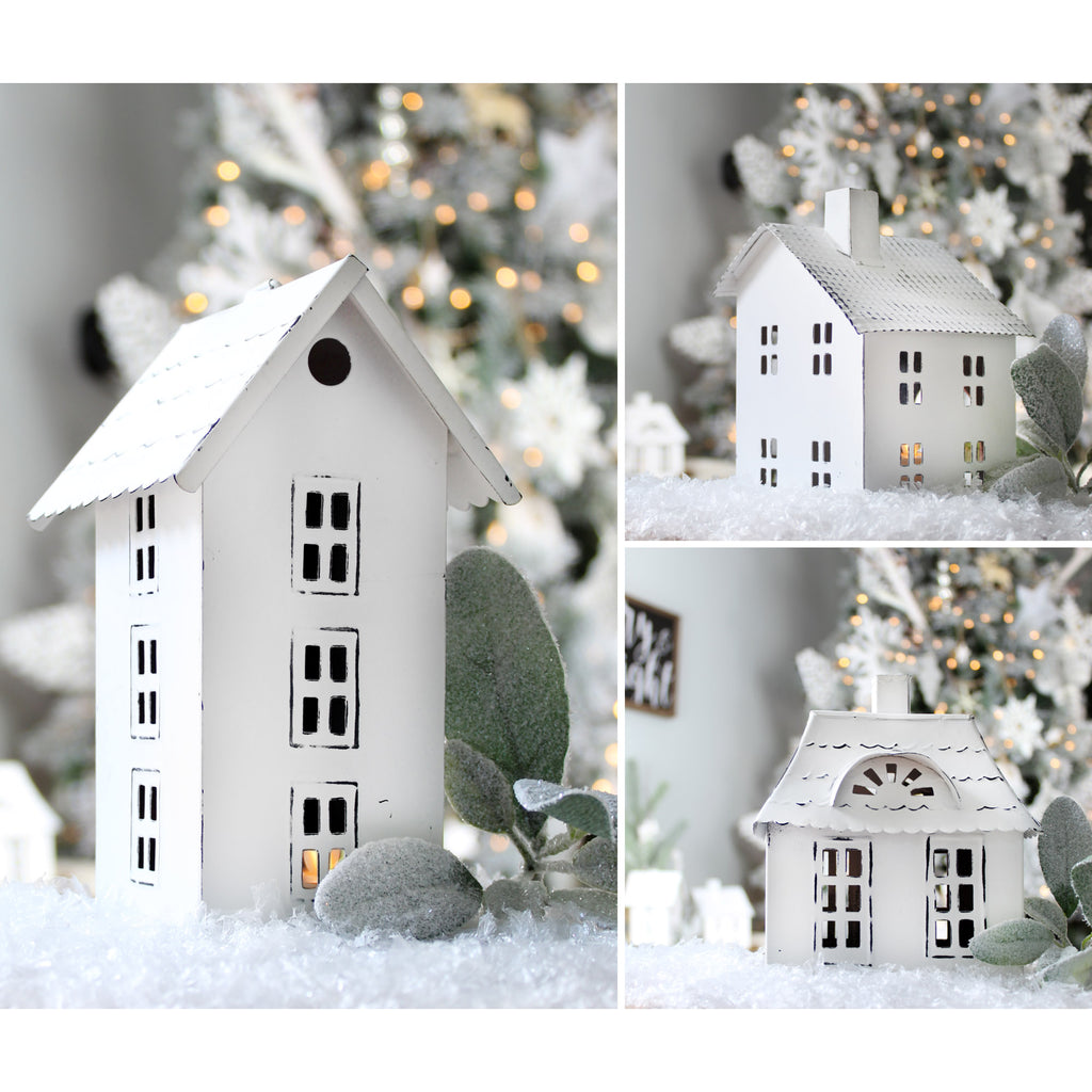 Farmhouse Decor Tin Village Houses (Case of 8 Sets) - 8X_SH_1450_CASE