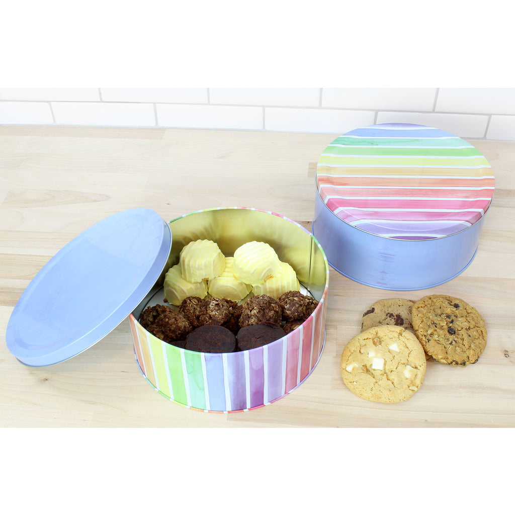 Cookie Tins, Blue / Rainbow Combo Set (Case of 24) - 12X_SH_1508_CASE