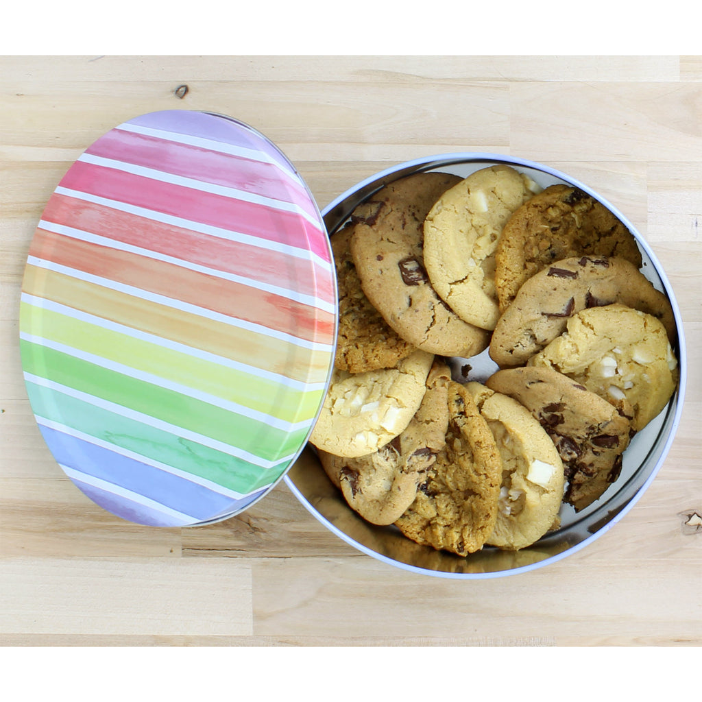 Cookie Tins, Blue / Rainbow Combo Set (Case of 24) - 12X_SH_1508_CASE