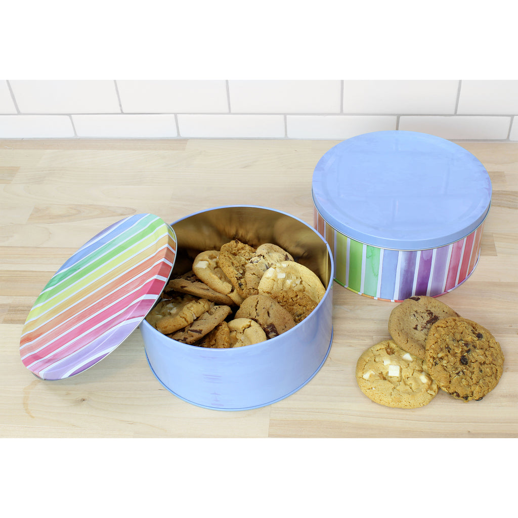 Cookie Tins, Blue / Rainbow Combo Set (Case of 24) - 12X_SH_1508_CASE