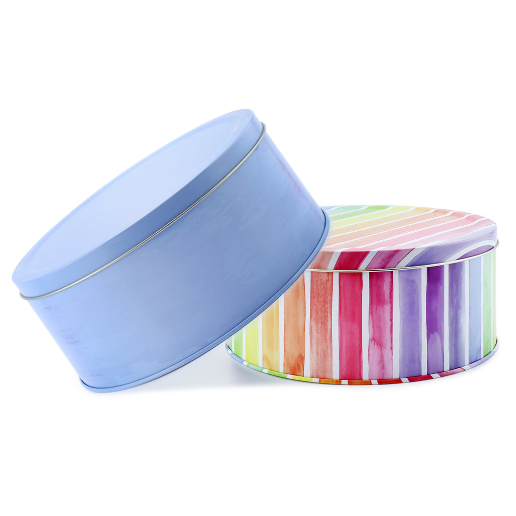Cookie Tins, Blue / Rainbow Combo Set (Case of 24) - SH_1508_CASE