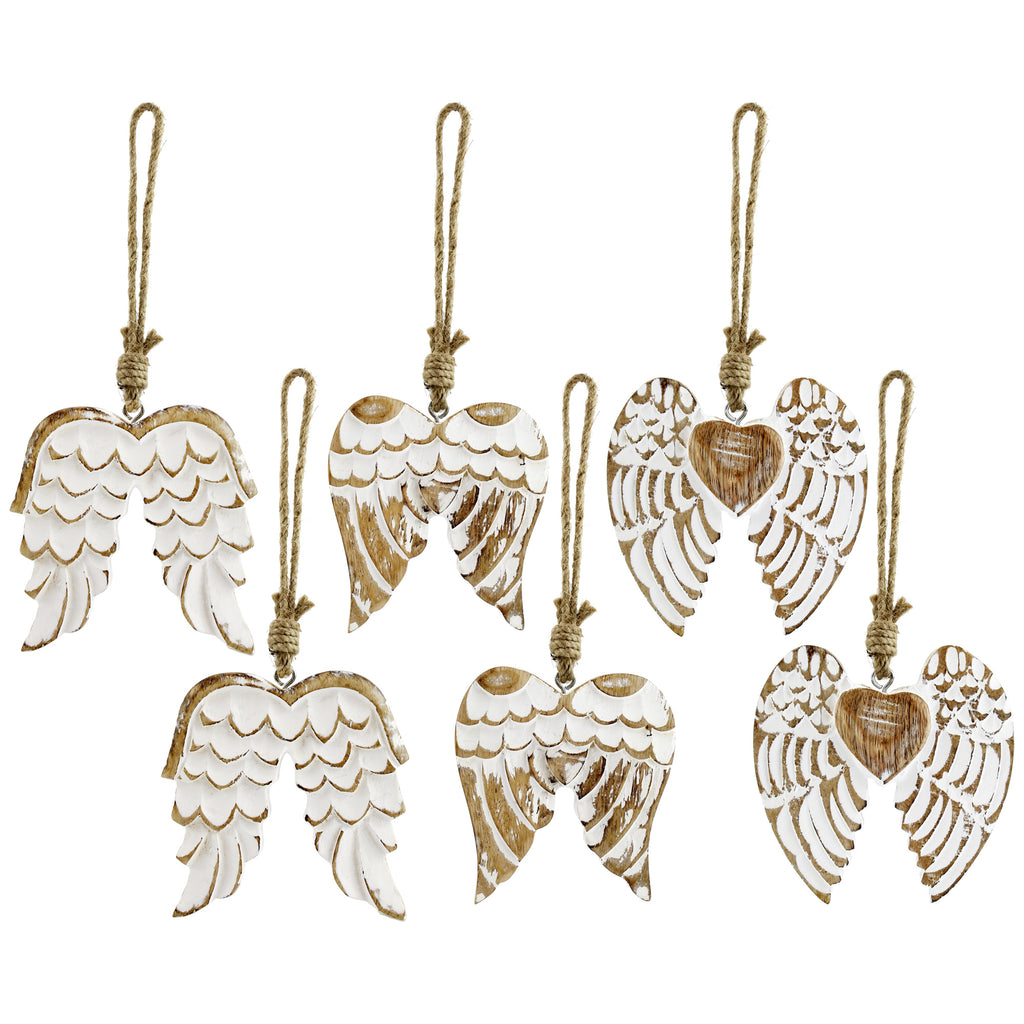 Angel Wing Wooden Ornaments (Set of 6) - sh1548ah1Angel