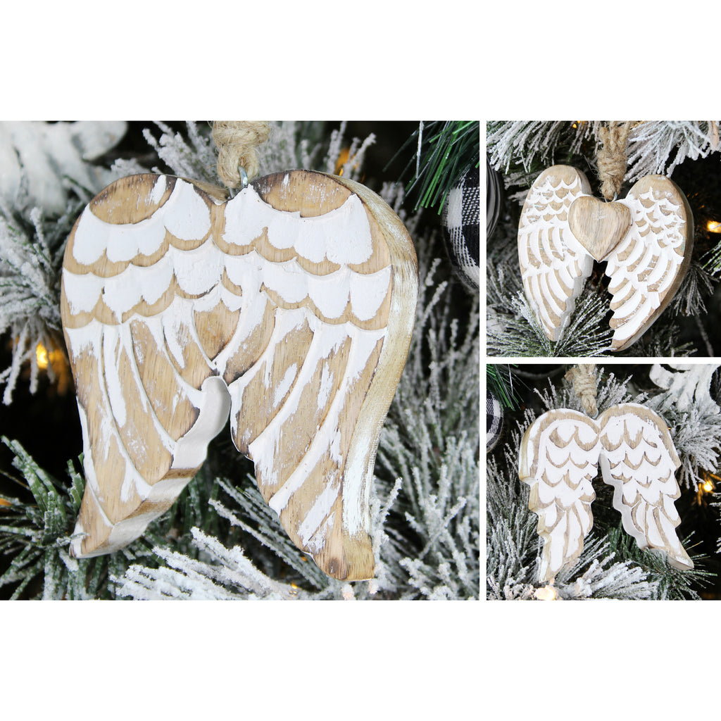 Angel Wing Wooden Ornaments (Set of 6) - sh1548ah1Angel