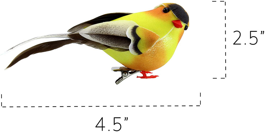 Yellow Goldfinches Artificial Bird Ornaments (6-Pack) - sh1554cb0GoldF