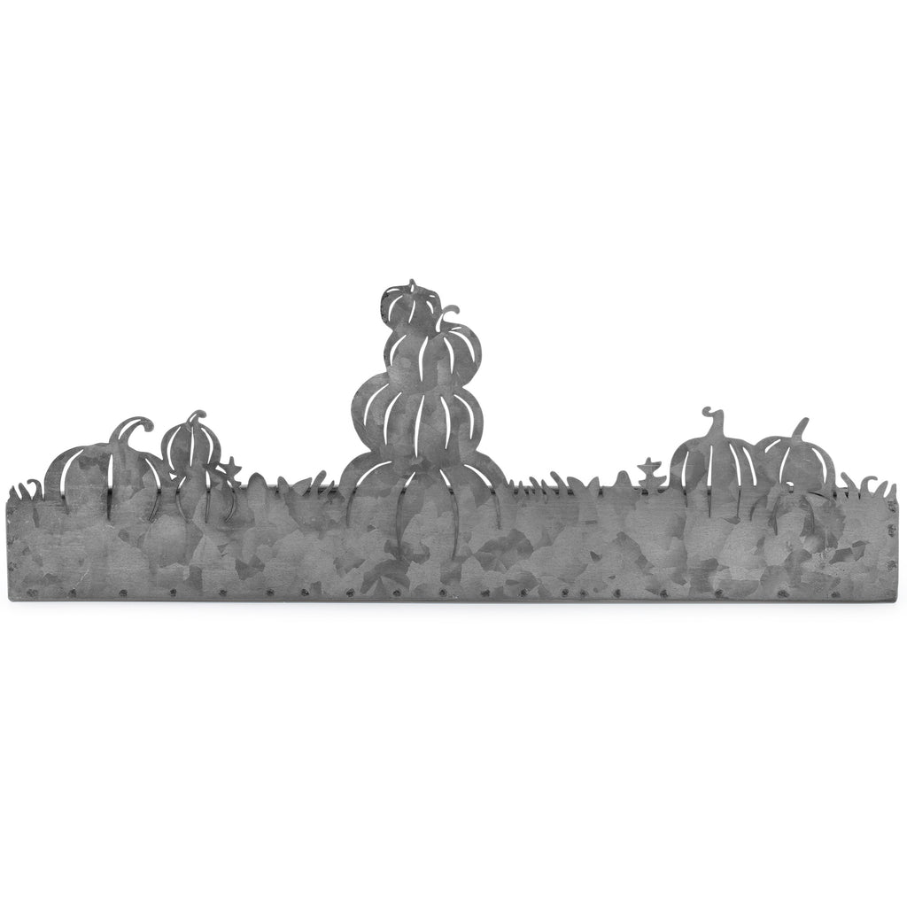 Fall Decor Galvanized Tray, Field of Pumpkins Silhouette - sh1543ah1Fall